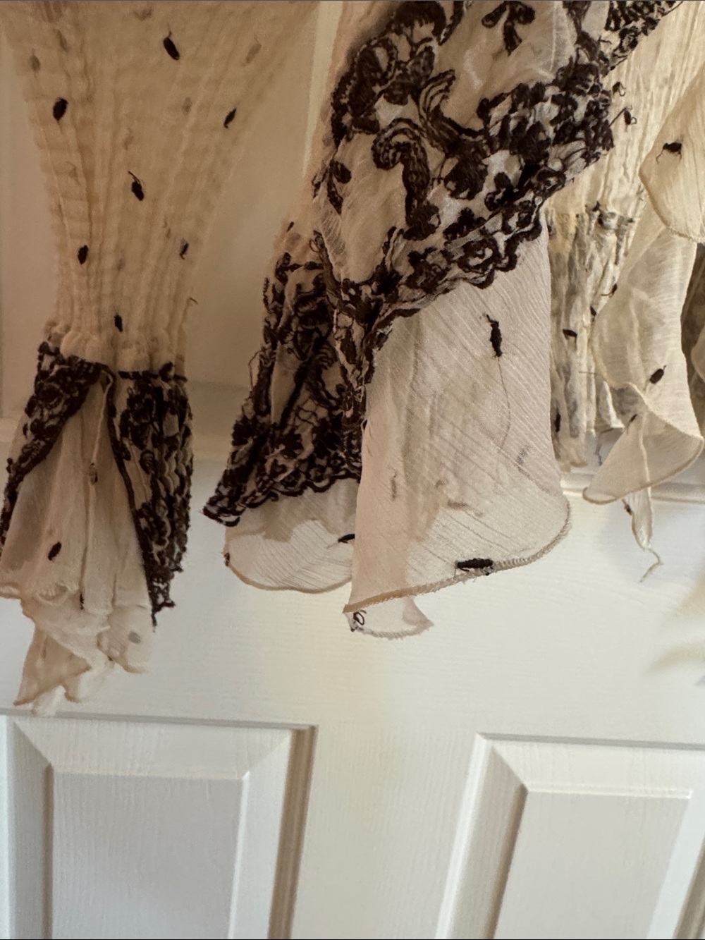 Light Cream Ruffled Lace-Trim Women’s Tank + Cardigan - Picture 6 of 8